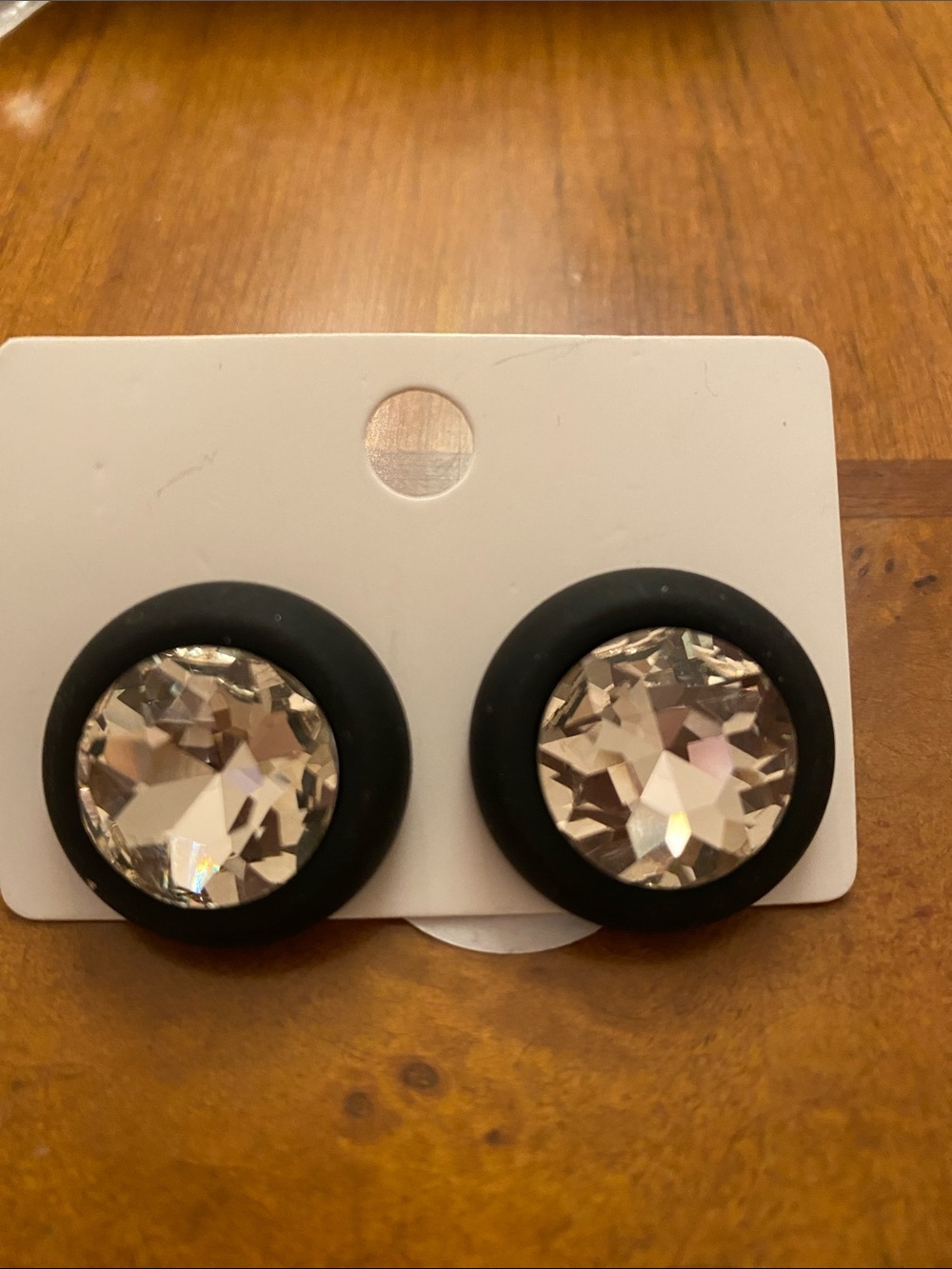 Black and Clear Crystal Round Stud Earrings - Minimal Chic